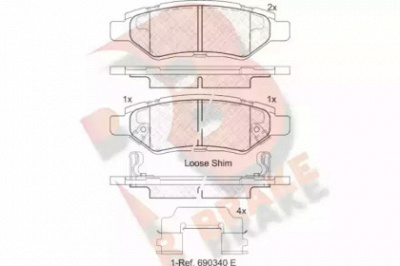 R BRAKE rb2142 -  Комплект тормозных колодок, дисковый тормоз